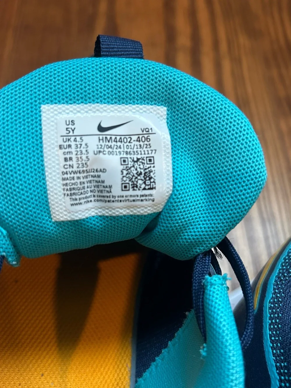 Nike Navy & Teal Athletic Sneakers with Yellow Swoosh - Picture 4 of 4